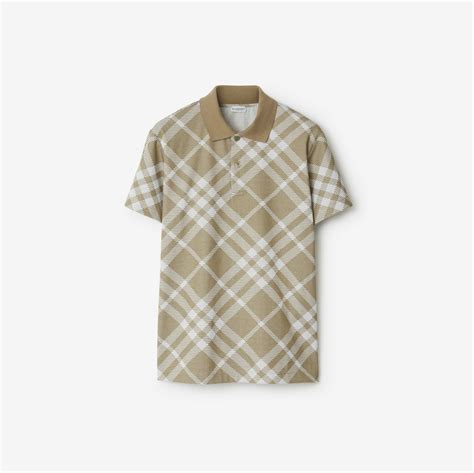 burberry slim fit polo with check trim white|Check Cotton Blend Polo Shirt in Dark hunter/white .